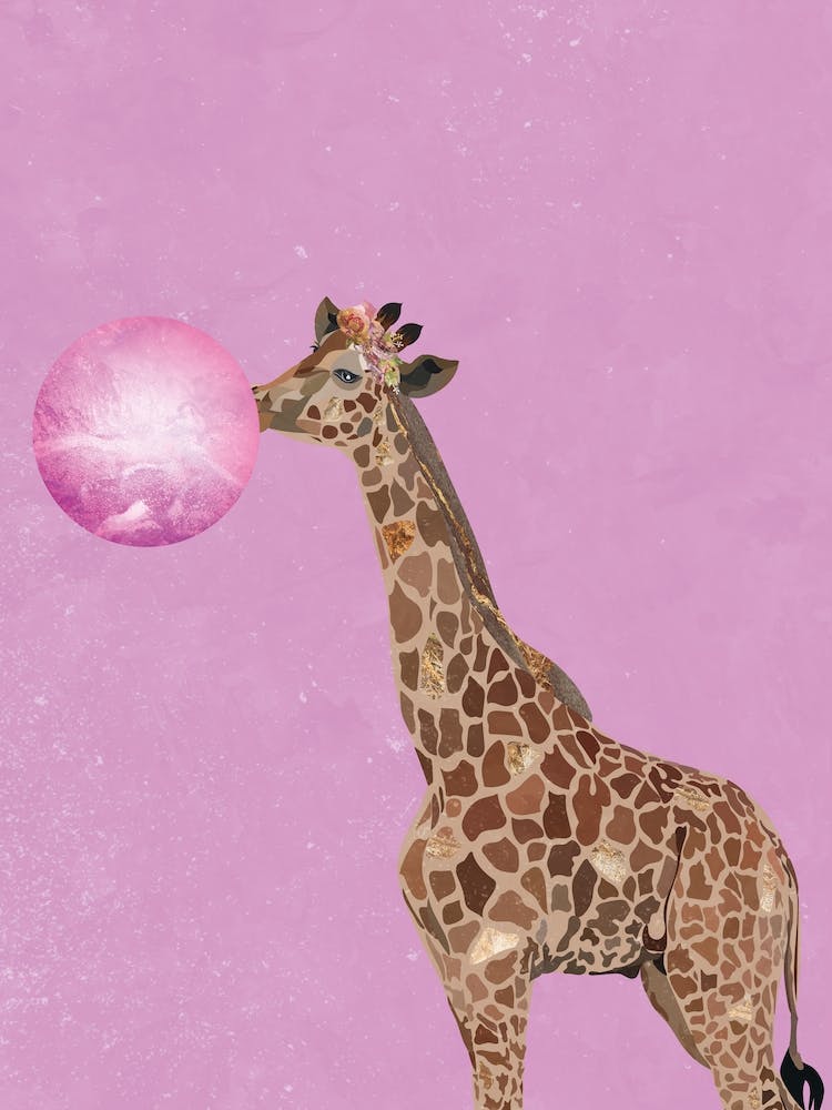 Giraffe Blowing Bubbles Canvas Print