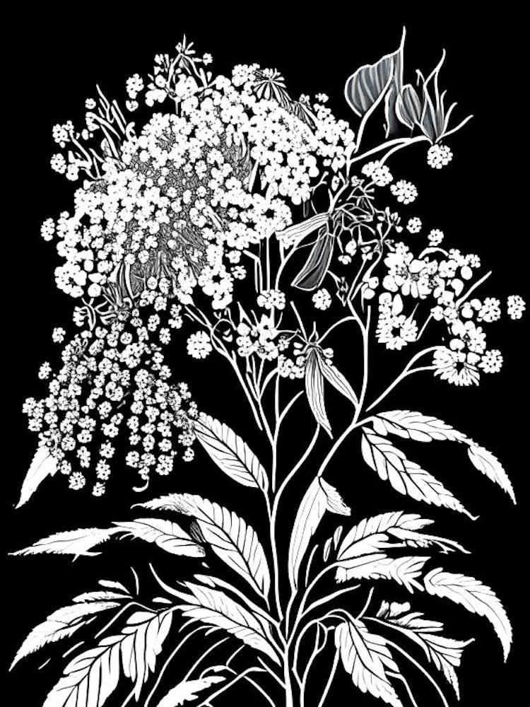 Elderberry Blossom Wildflower Linocut 1