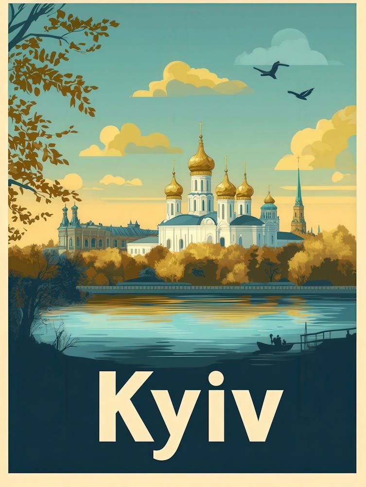 Aihrgdesign A Mid Century Modern Travel Poster For Kyiv