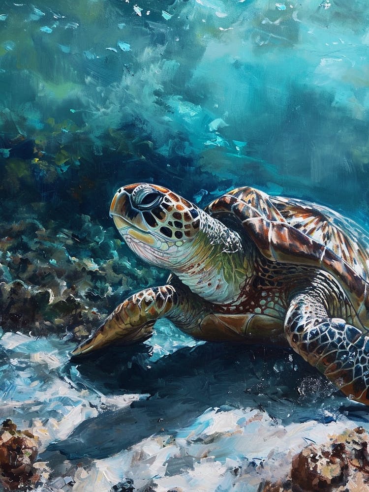 Sea Turtle On The Ocean Floor 3
