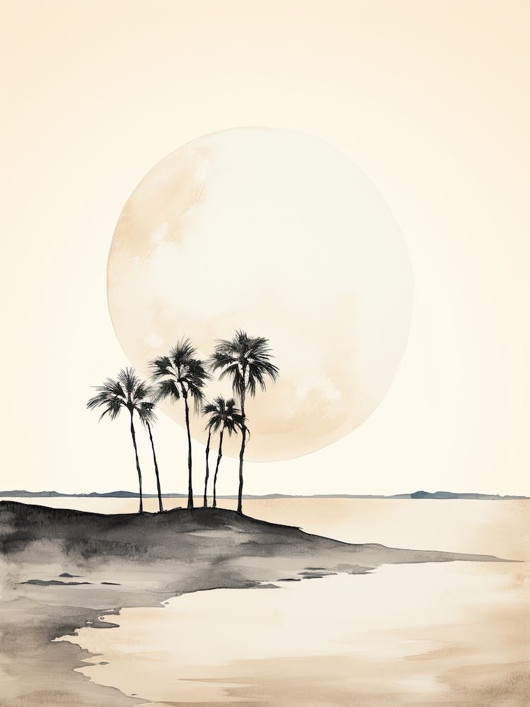 Watercolour Of Anakena Beach   Easter Island Chile 1