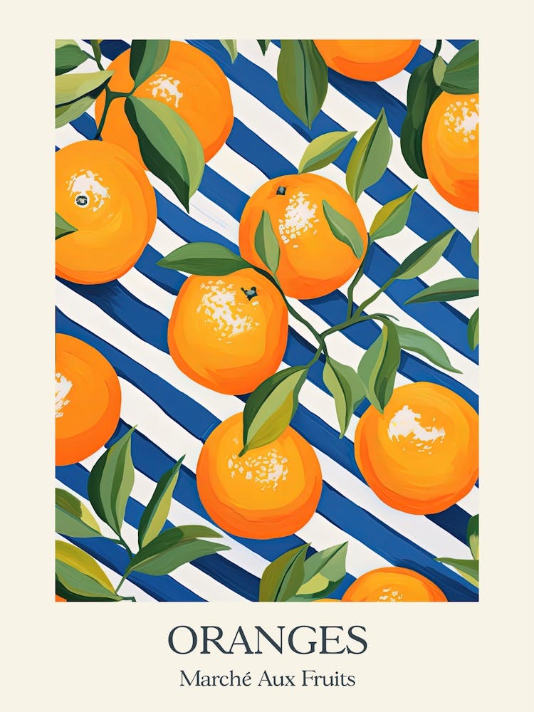 Marche Aux Fruits Oranges Fruit Summer Illustration 2