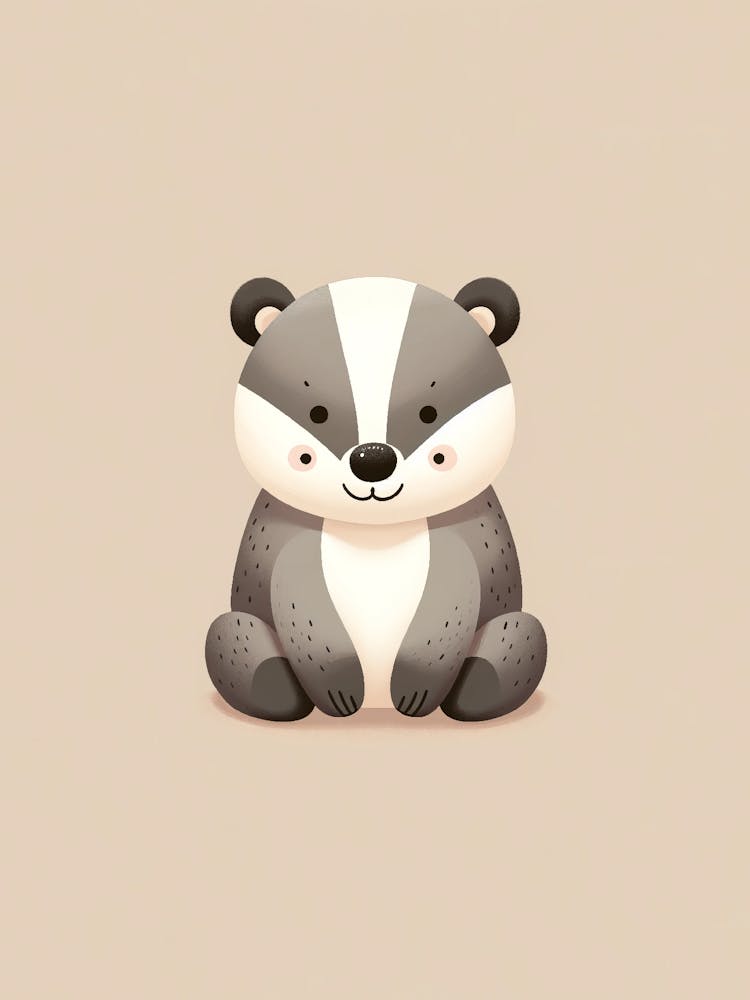 Cute Badger Woodland Animal Print for Themed Nursery 1