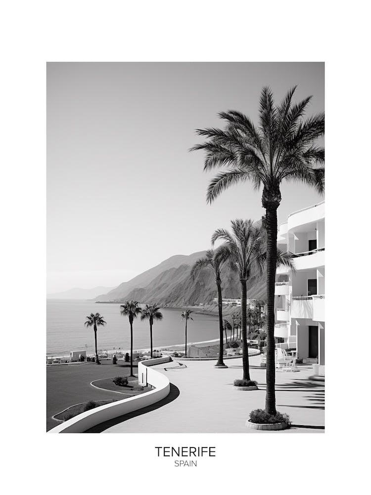 Poster Of Tenerife, Spain, Black And White Analogue Photography 4