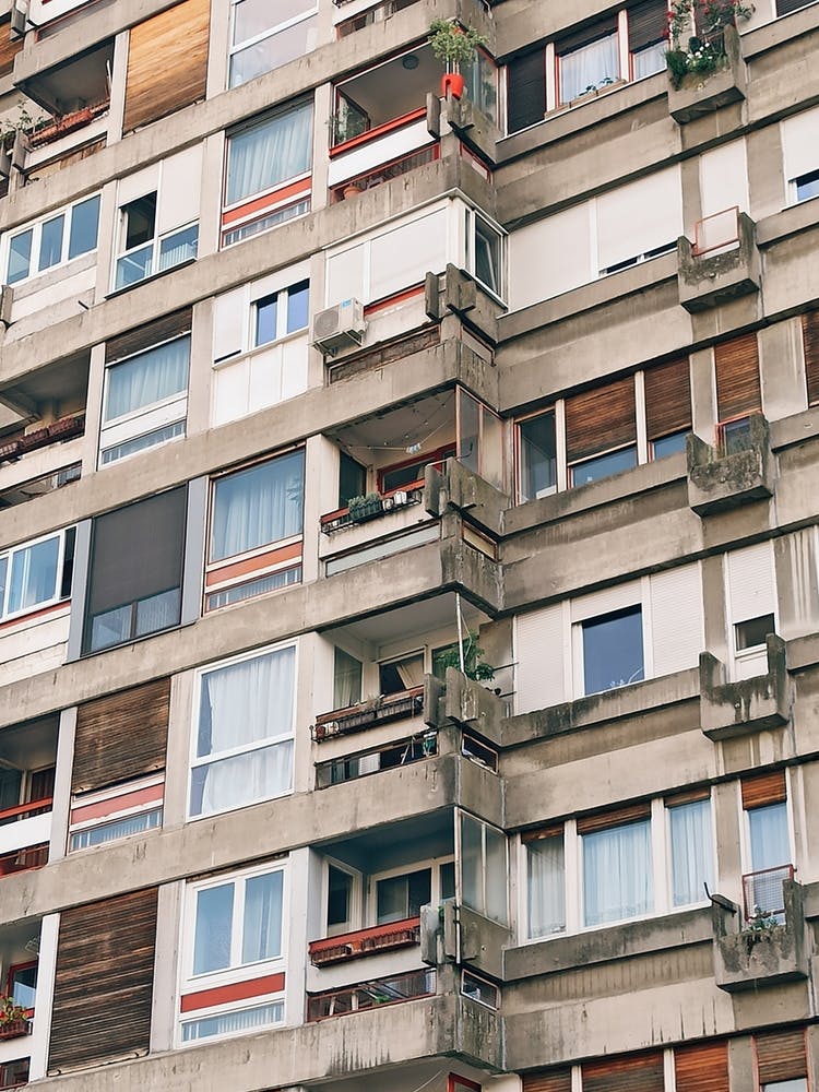 Close up Building Soviet Aesthetic