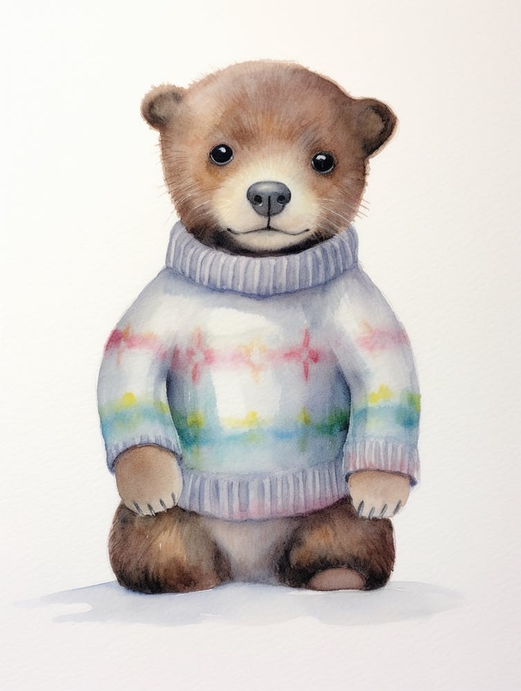 Baby Animal Watercolour Otter