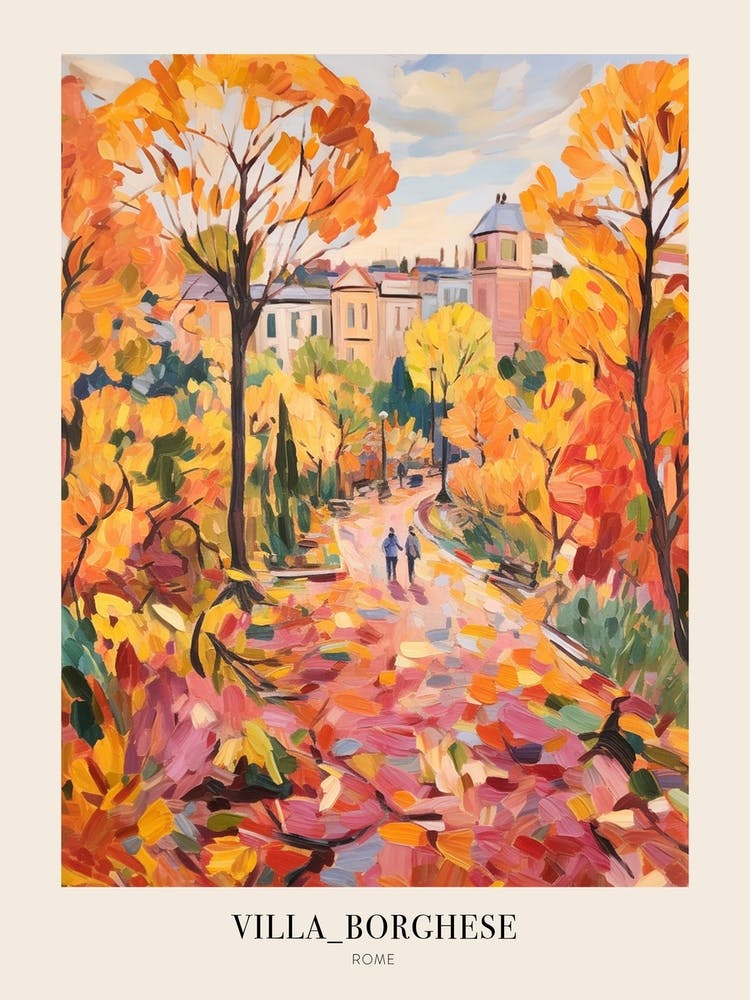 Herbst Stadtpark Gemälde Villa Borghese Gärten Rom 3 Poster