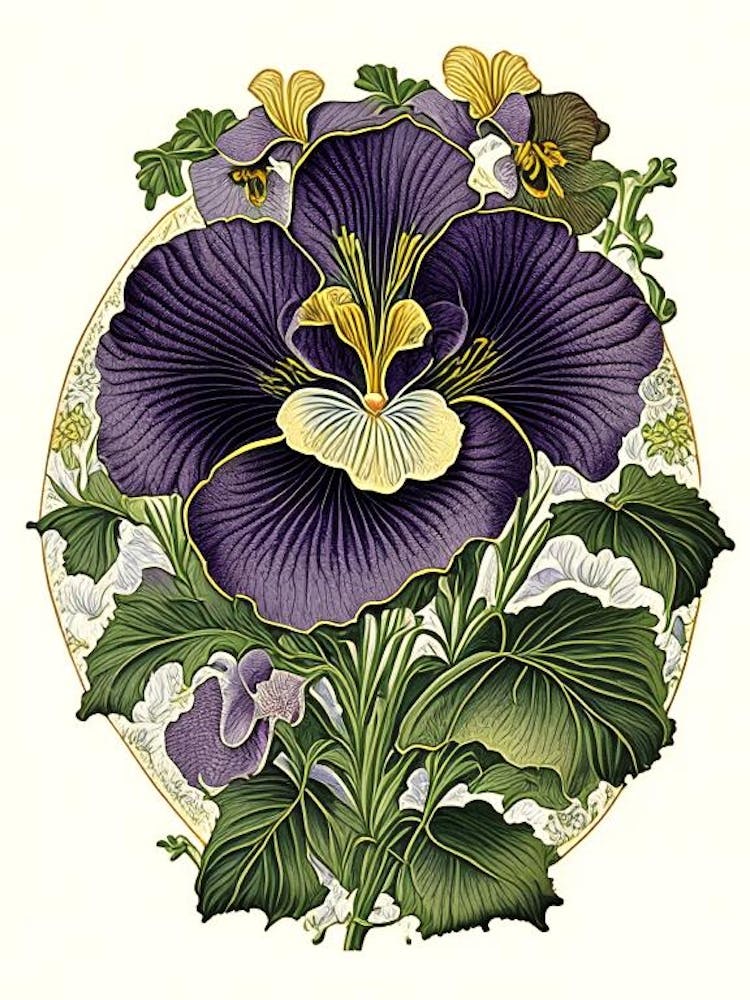 Pansy Floral 1 Botanical Vintage Poster Flower