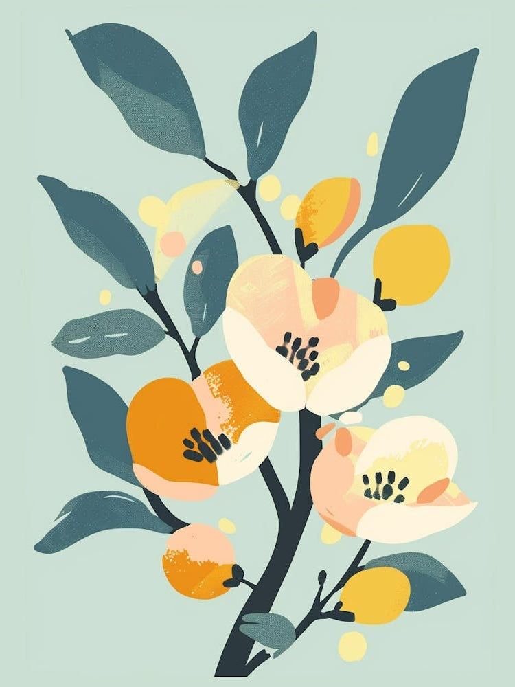 Peach Tree Flat Illustration 5