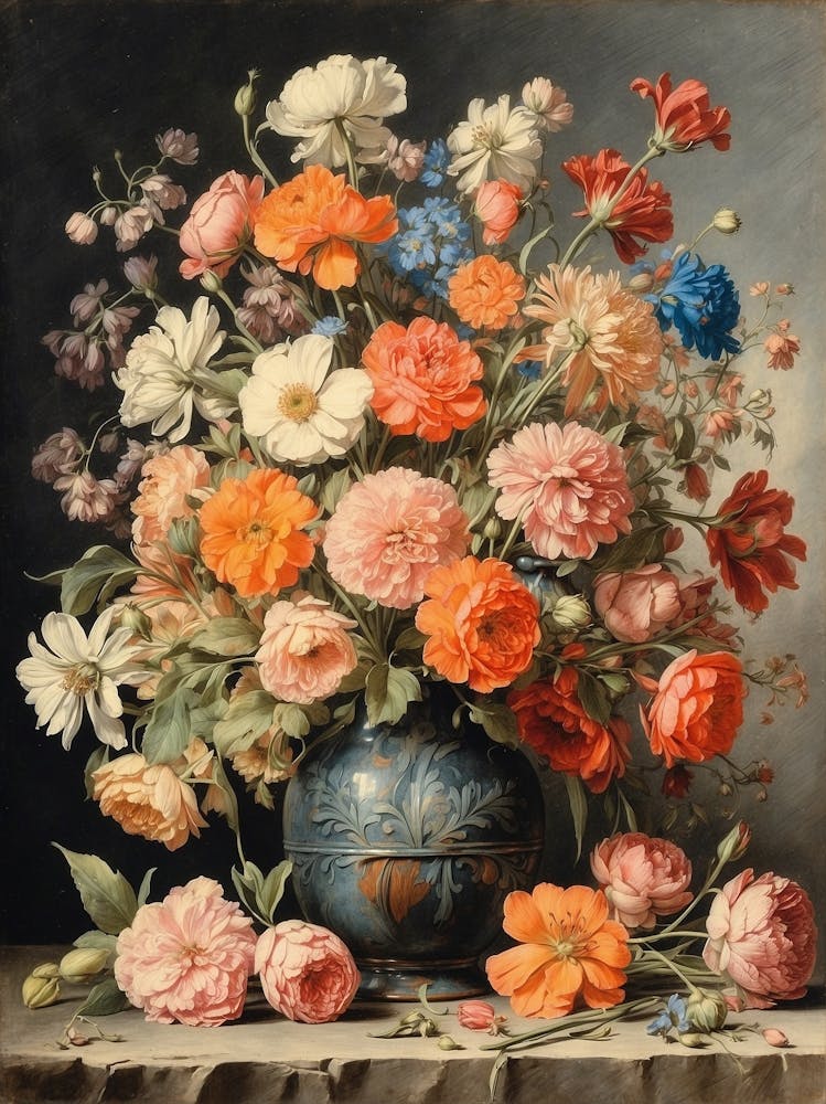 Flowers In A Blue Vase 1