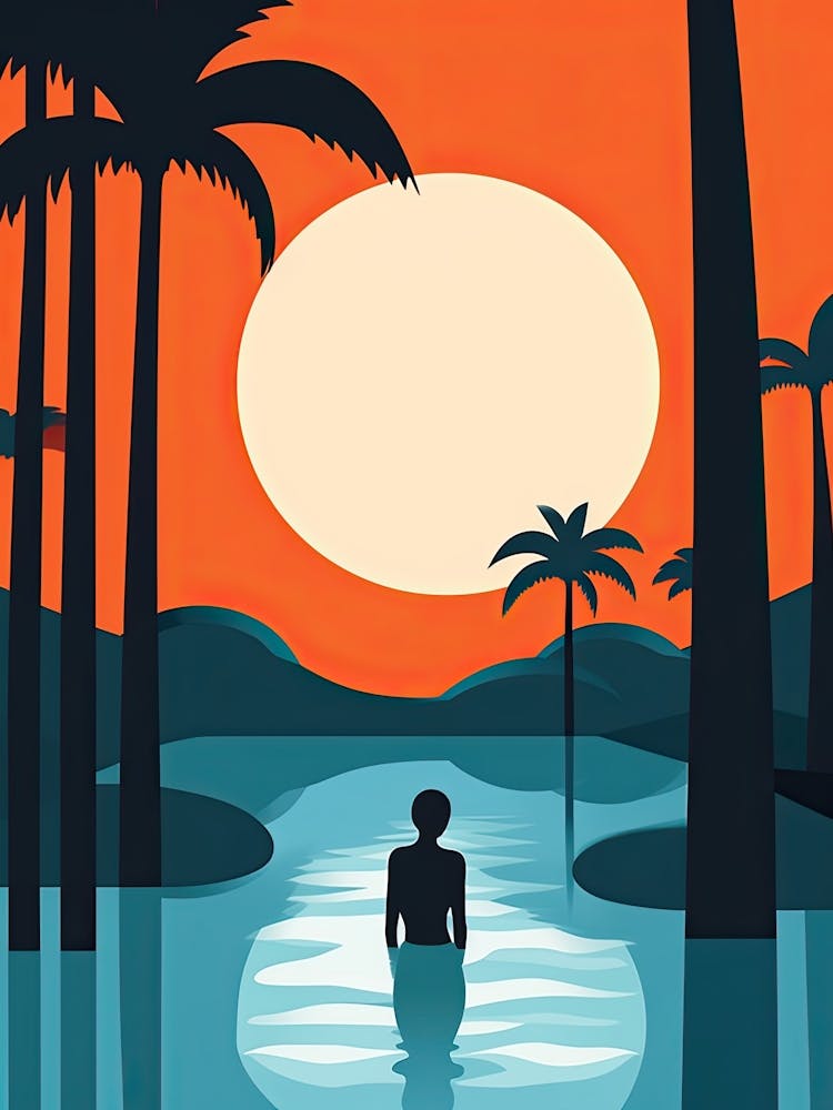 Waikiki Beach Hawaii, Usa, Bold Outlines 3