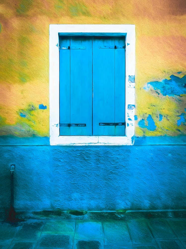 Blue Shuttered Window Murano