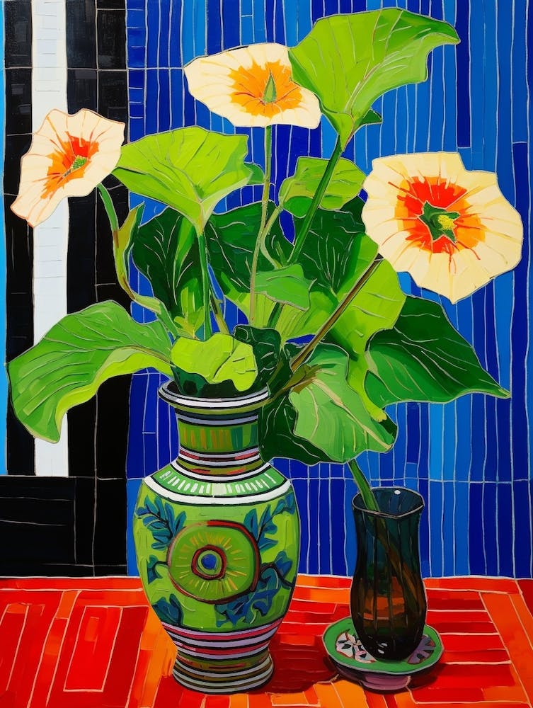 Flowers In A Vase Still Life Painting Moonflower 1