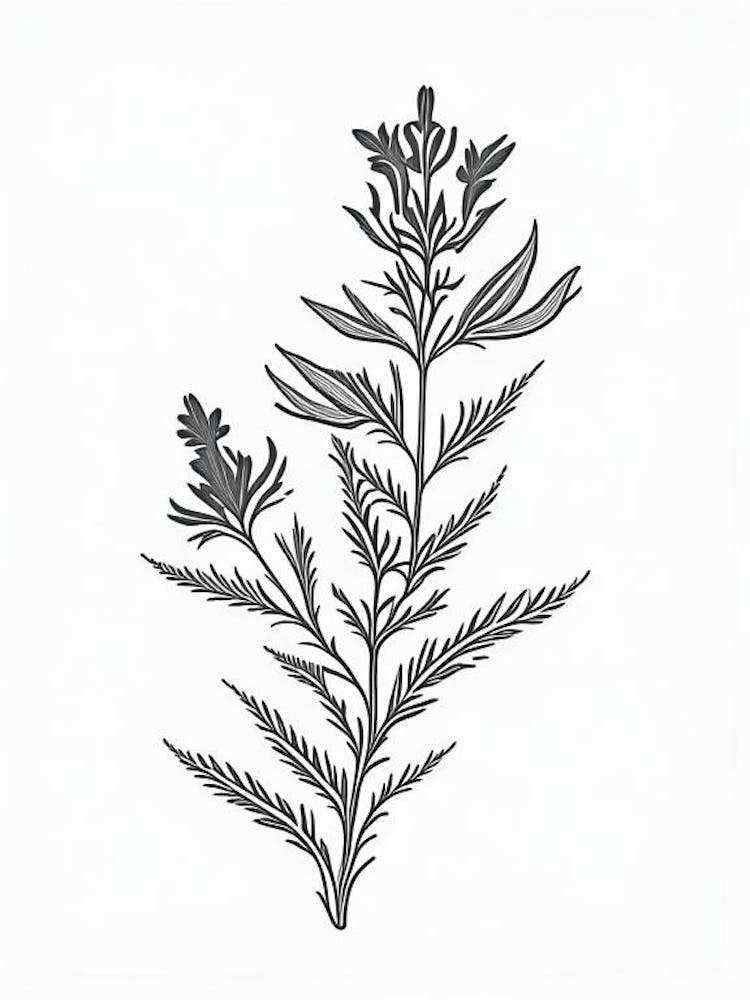 Skullcap Herb William Morris Inspired Line Drawing 1