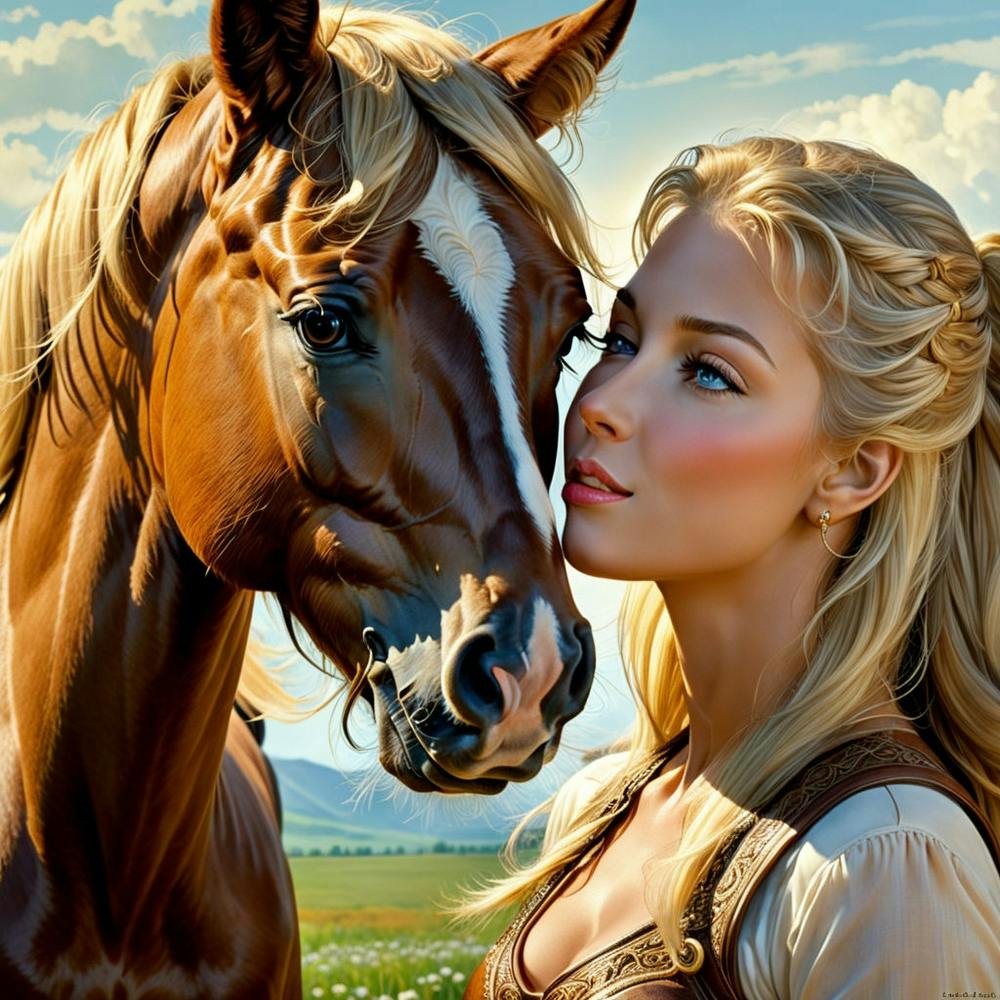 Beautiful Girl With A Horse