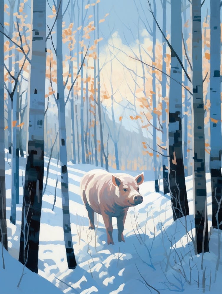 Winter Wild Boar 2 Illustration