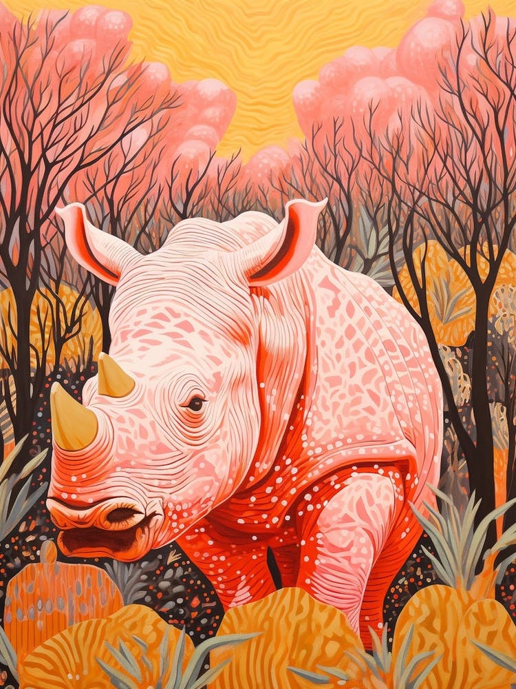 Rhino In The Plants Warm Tones 2