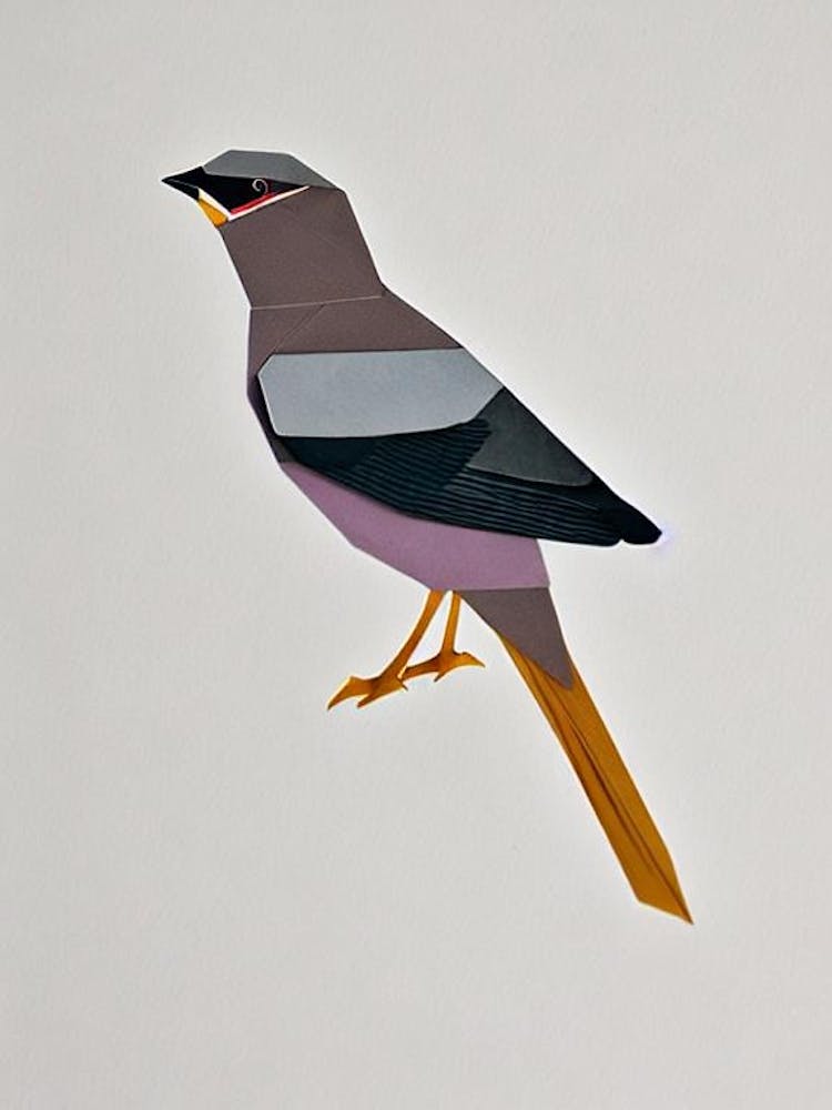 Cedar Waxwing Origami Bird