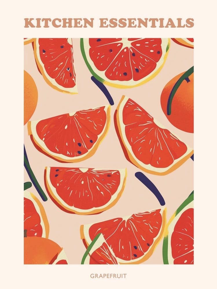 Grapefruit Abstract Pattern Illustration Poster 1