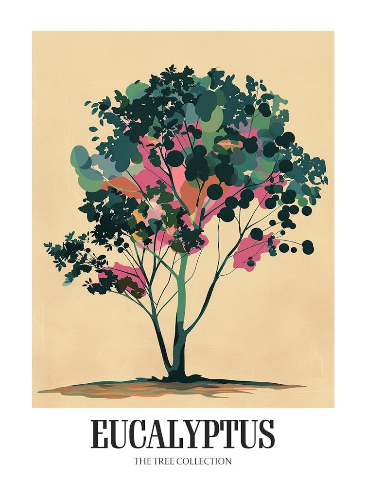 Eucalyptus Tree Colourful Illustration 2 Poster