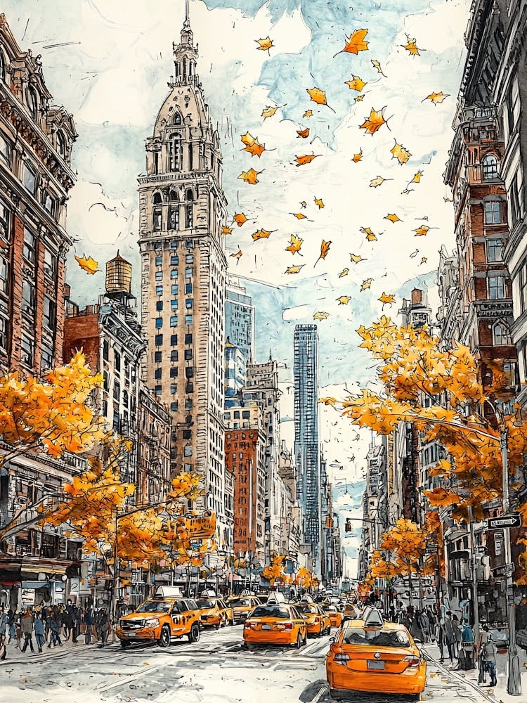 A Sketch Of Bustling New York City 1