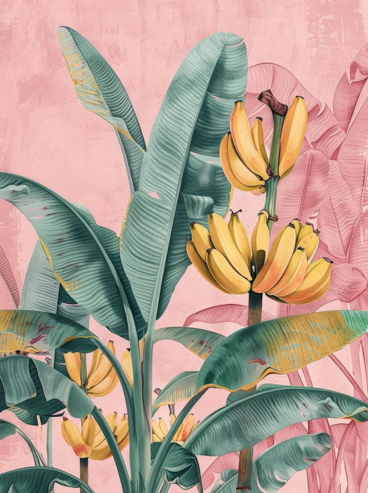 Bananas On A Pink Background 1