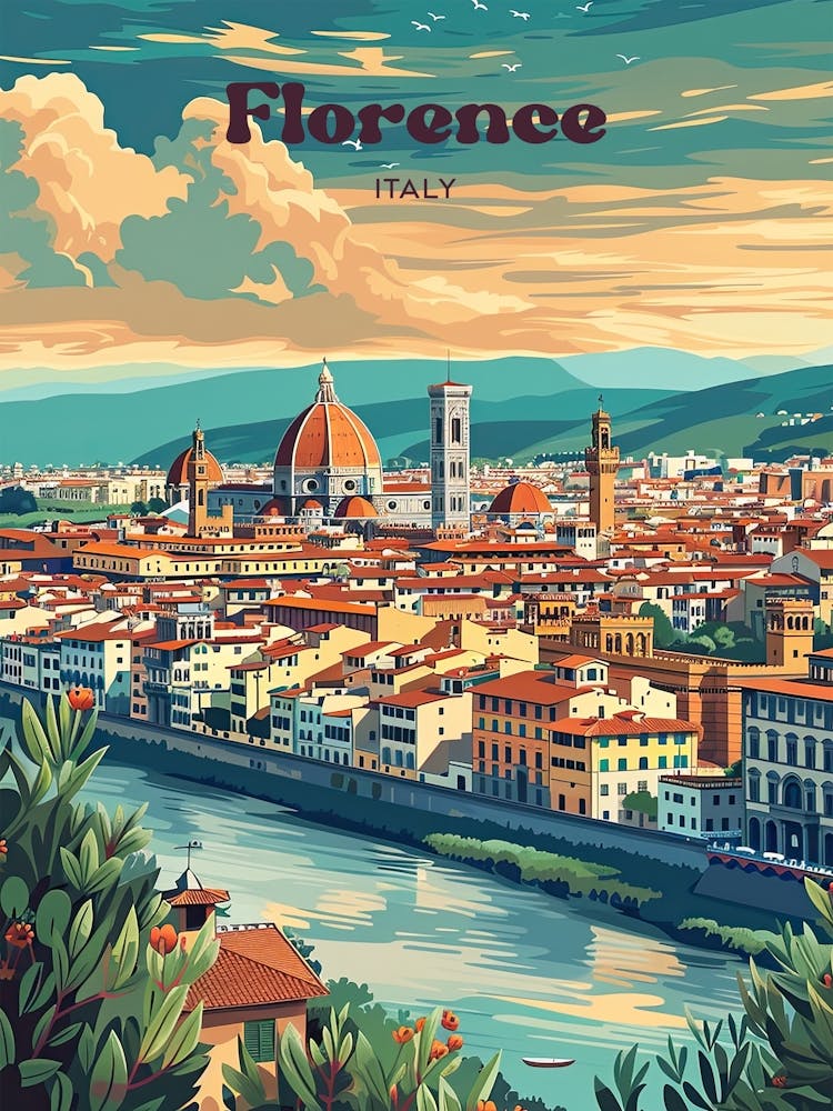 Florence Italy Cityscape Digital Travel Art