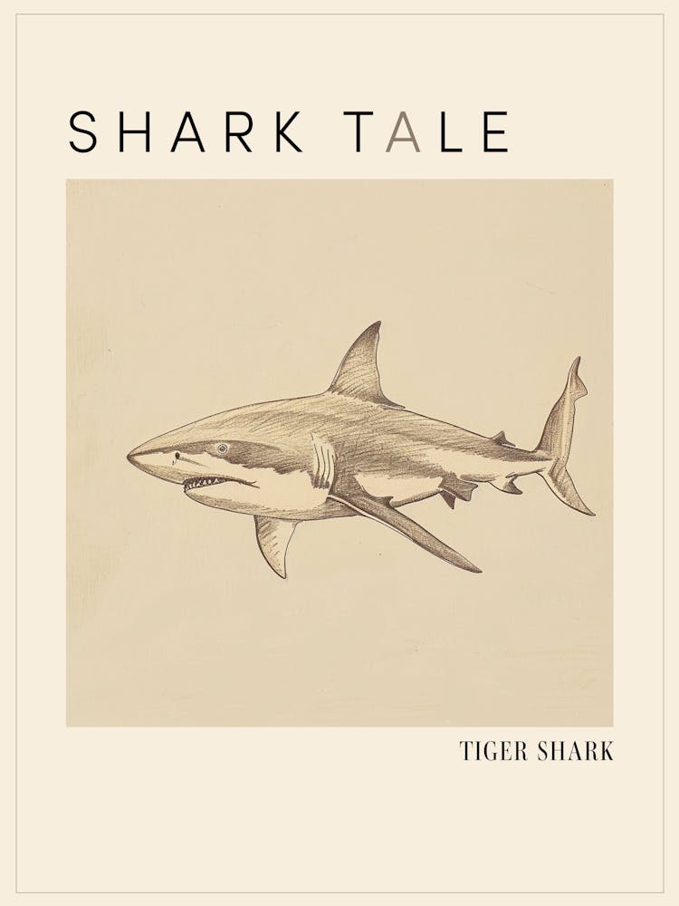 Tiger Shark Vintage Illustration 4 Poster