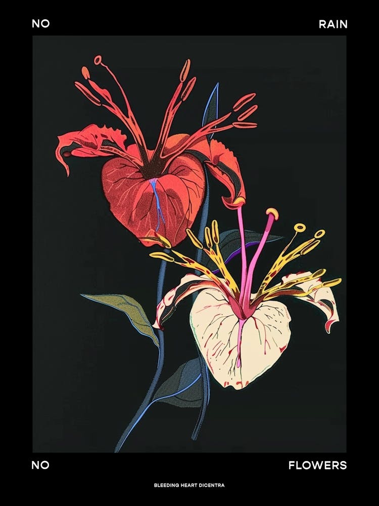 No Rain No Flowers Poster Bleeding Heart Dicentra 1