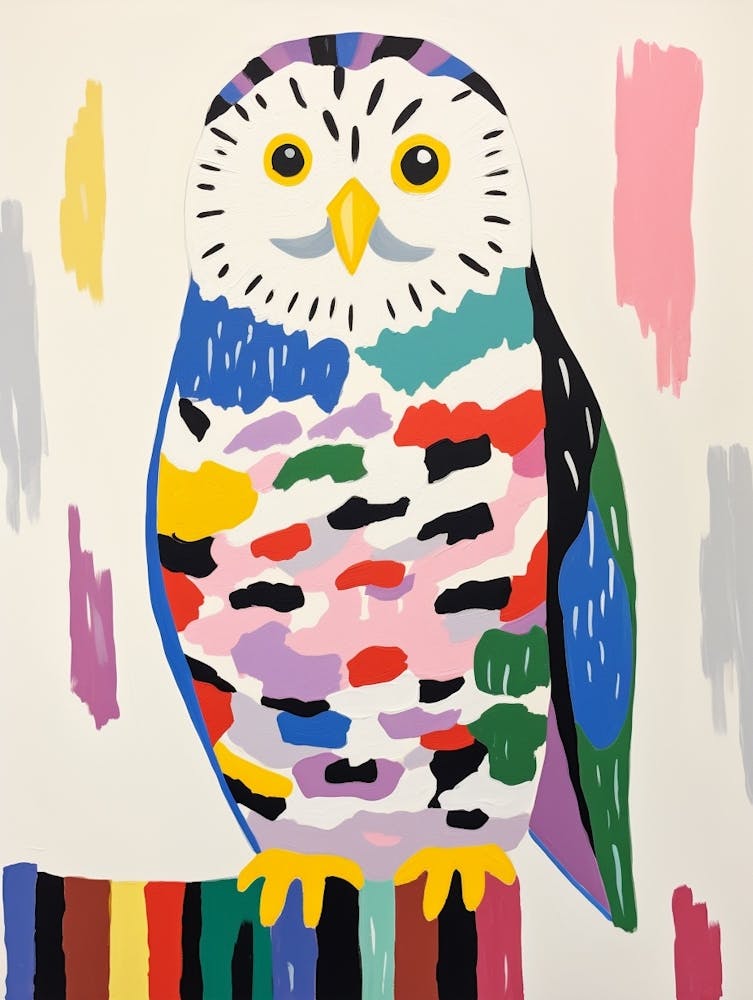 Colourful Kids Animal Art Snowy Owl 2