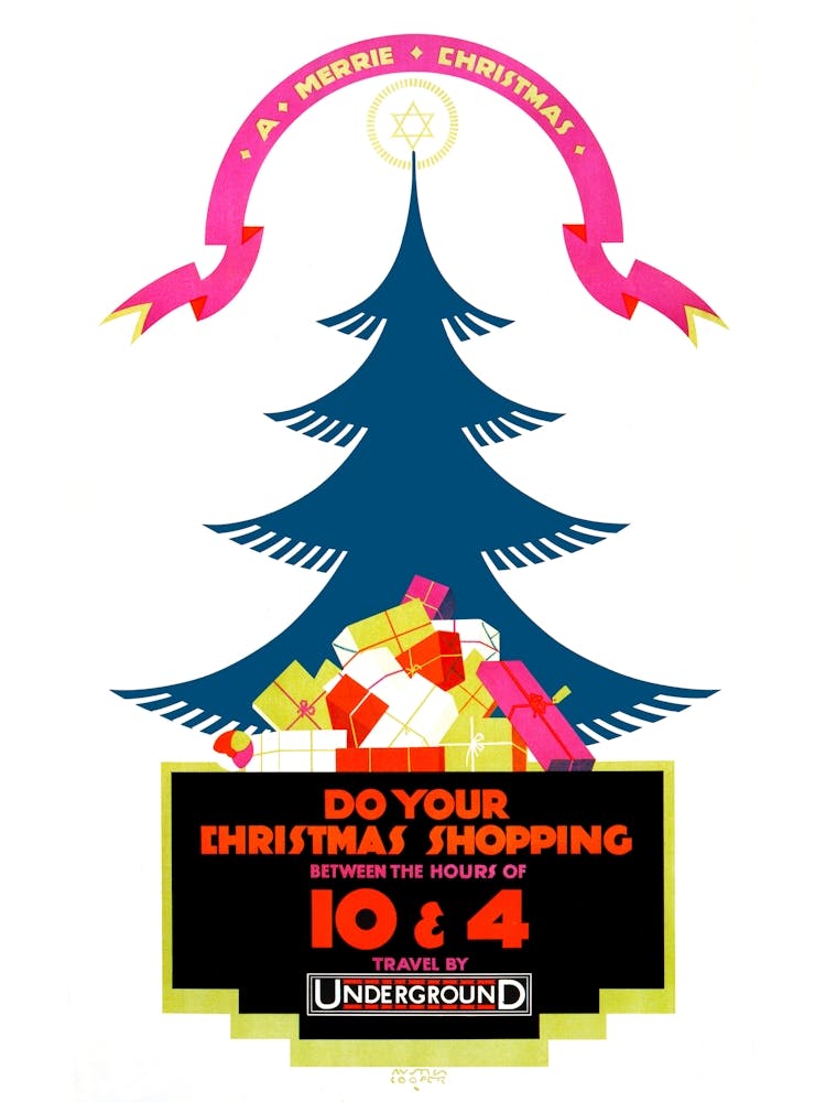 Christmas Shopping Vintage London Underground Poster