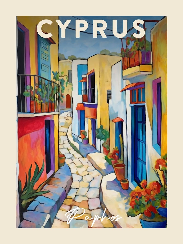 Paphos Cyprus 2 Fauvist Painting Travel Poster