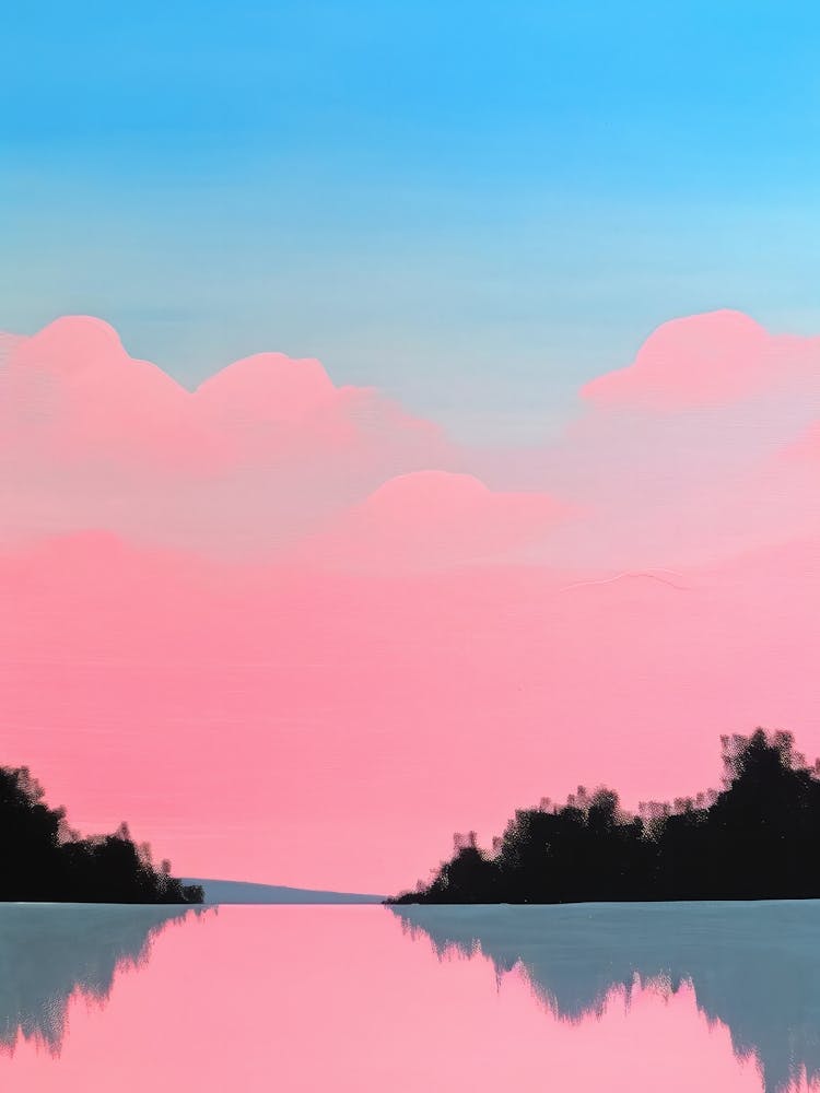 Pastel Sky Embrace Pink Retro Poster