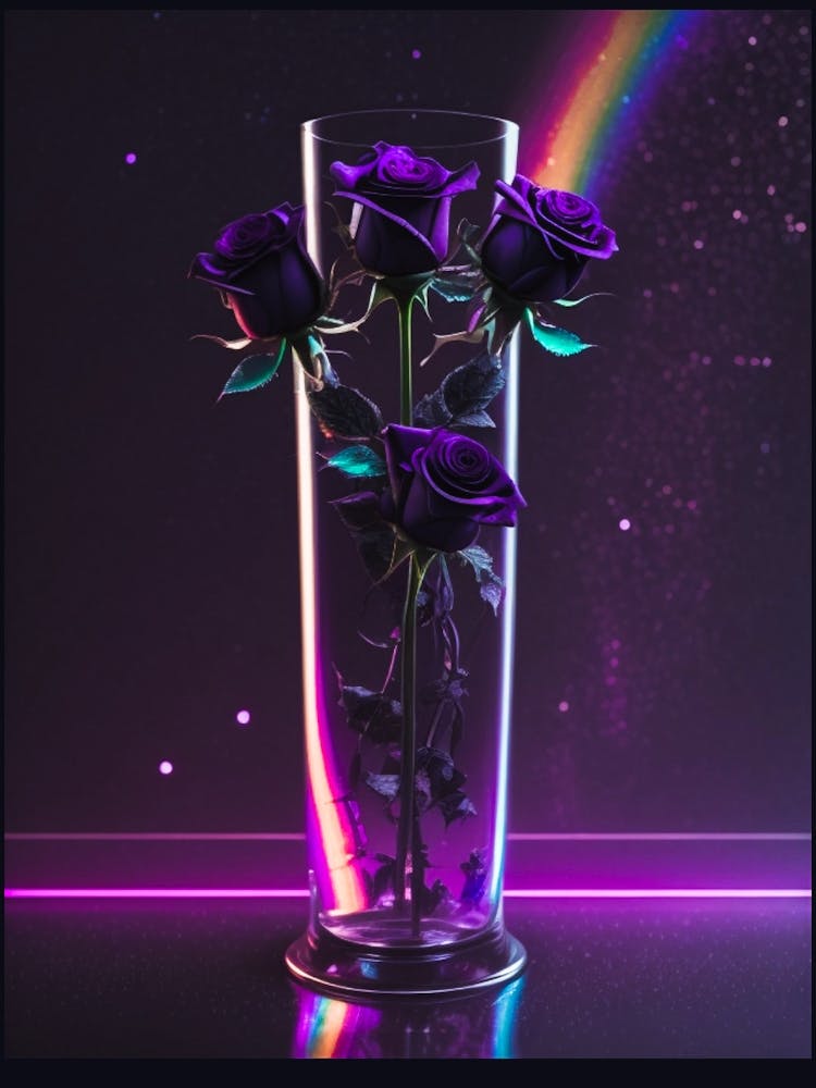 Purple Roses In A Vase