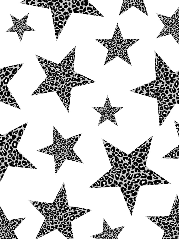 Black And White Animal Print Stars Pattern