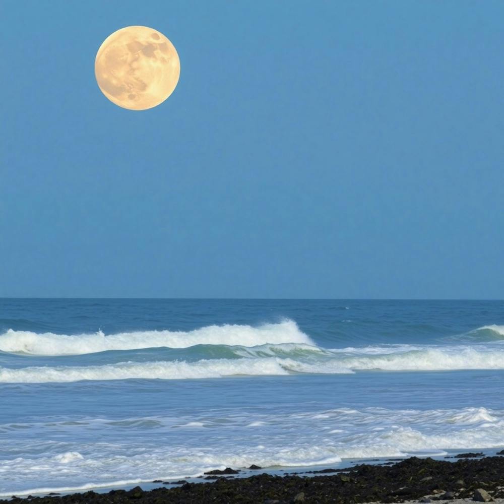 Full Moon Over The Ocean