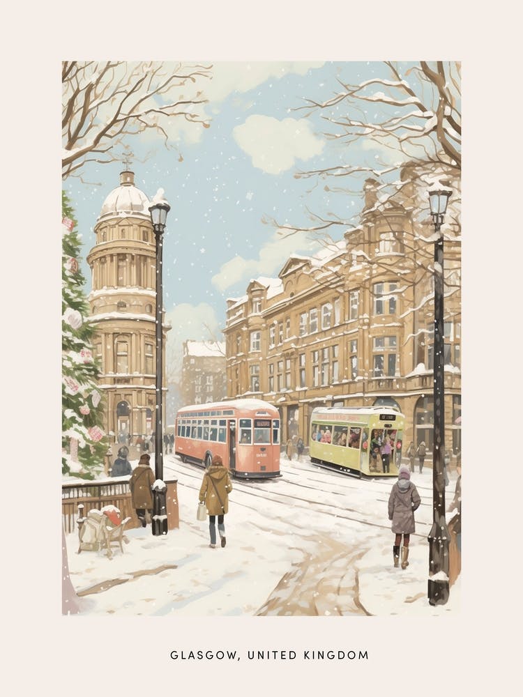 Vintage Winter Poster Glasgow United Kingdom 1