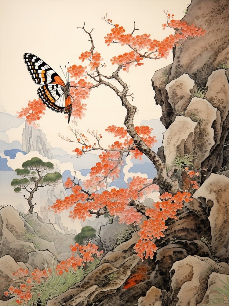 Japanese Style Painting Of Butterfly