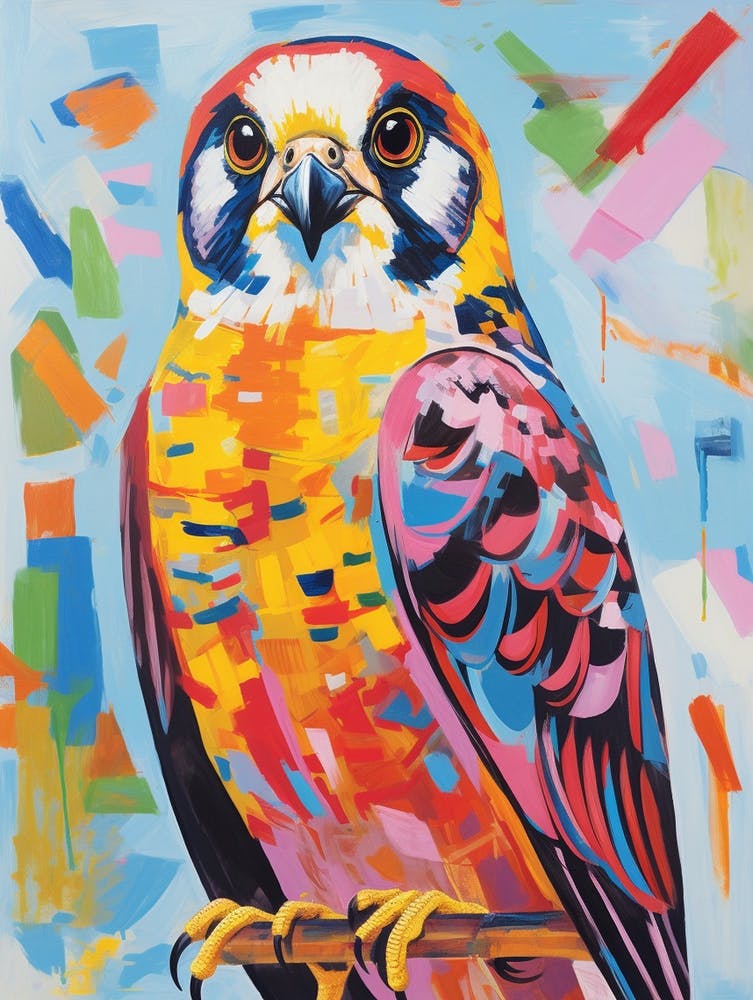 Colourful Bird Painting American Kestrel 4