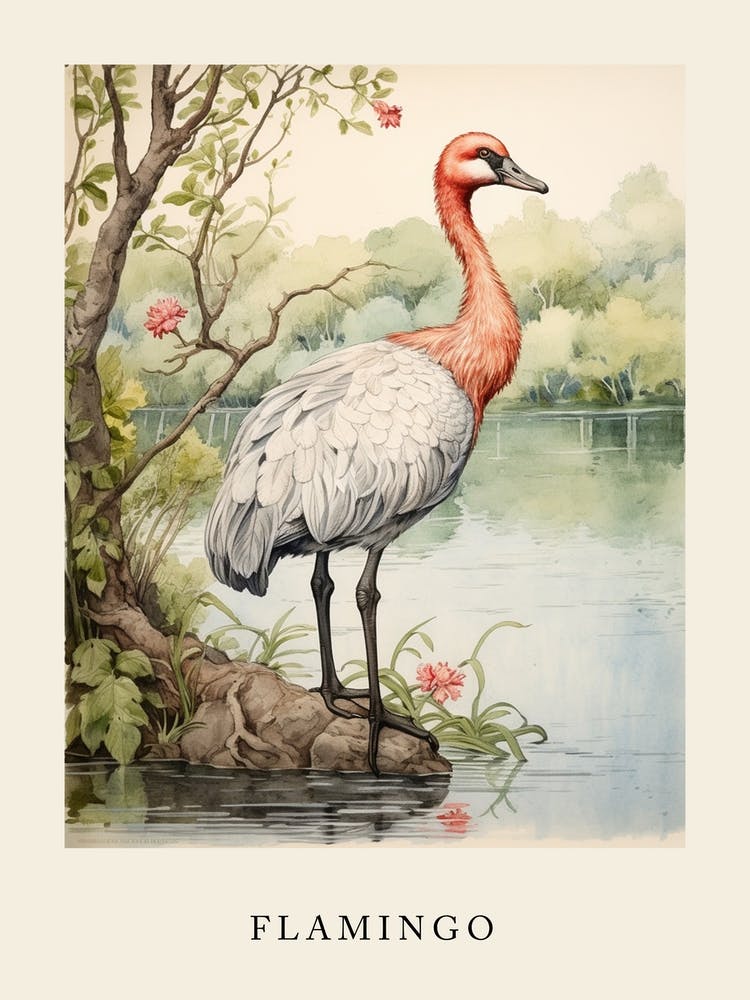 Von Beatrix Potter inspirierter Tier-Aquarell-Flamingo 2