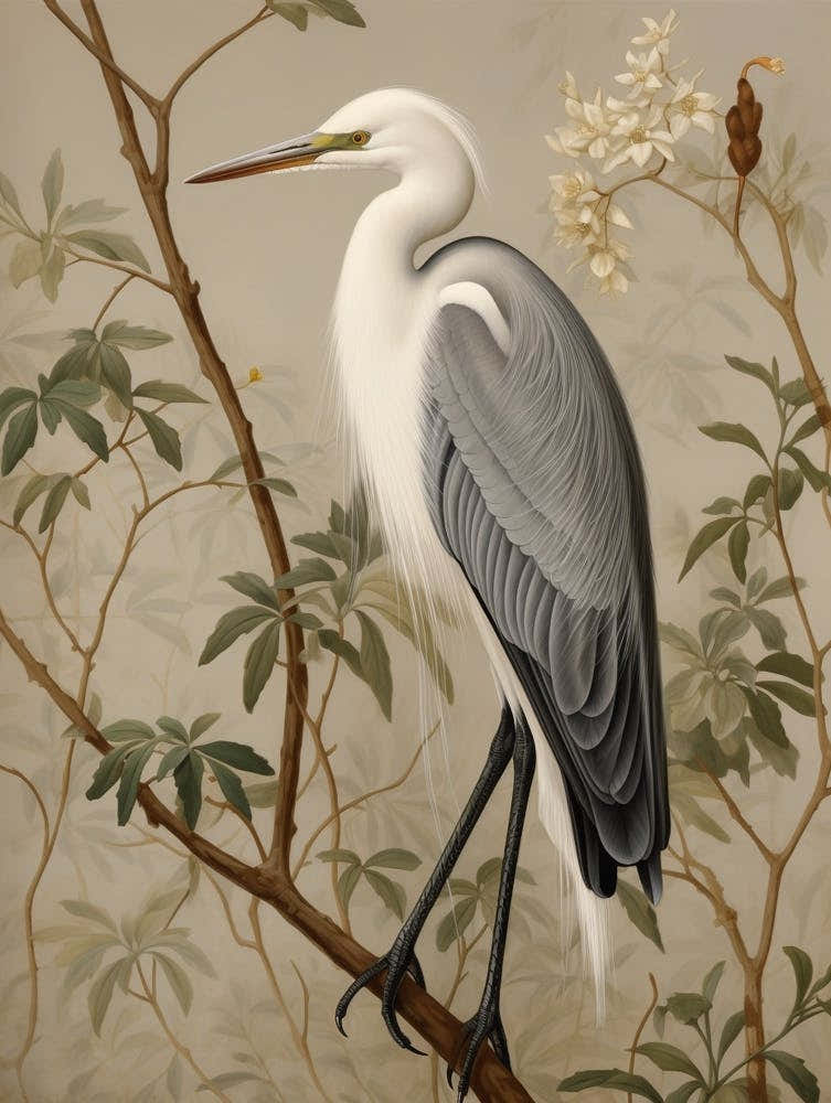 Dark And Moody Botanical Egret 4