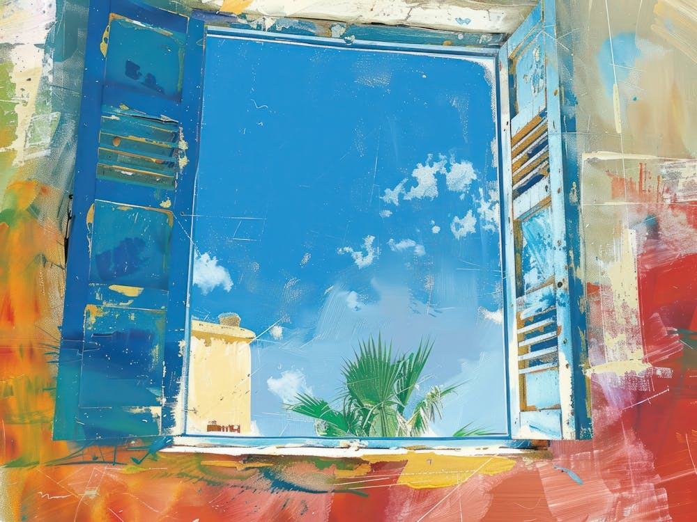 Tel Aviv From The Window View Painting 1