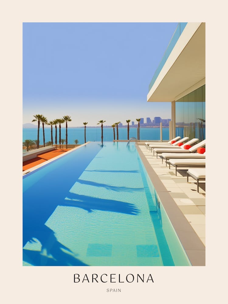 Barcelona Spain 1 Midcentury Modern Pool Poster