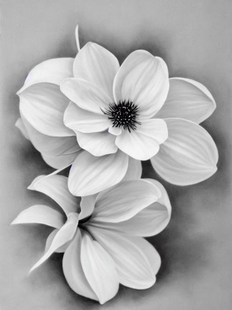Laurel B&W Pencil 1 Flower