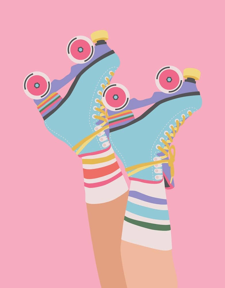Rainbow Roller Skates