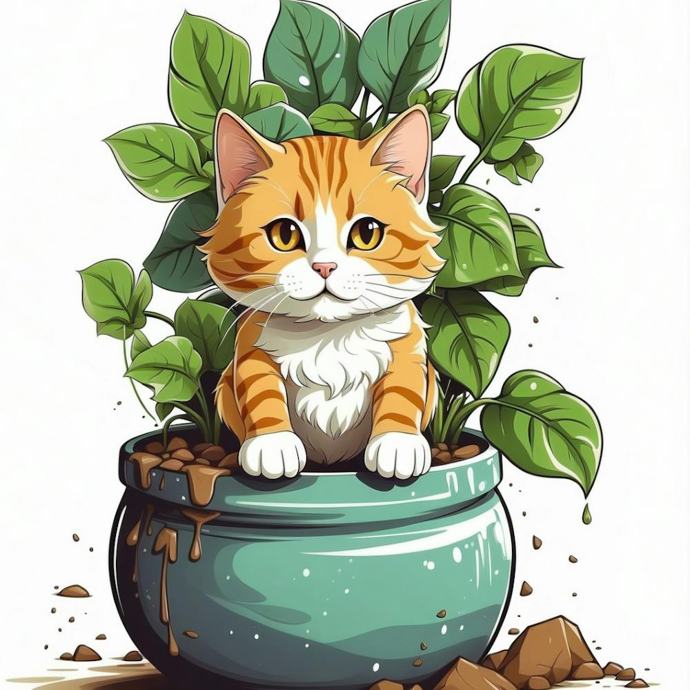Cat In A Pot
