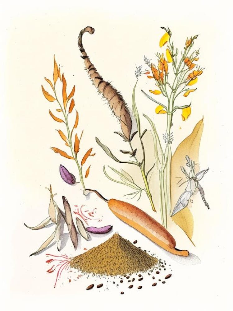 Cat S Claw Spices And Herbs Pencil Illustration 1