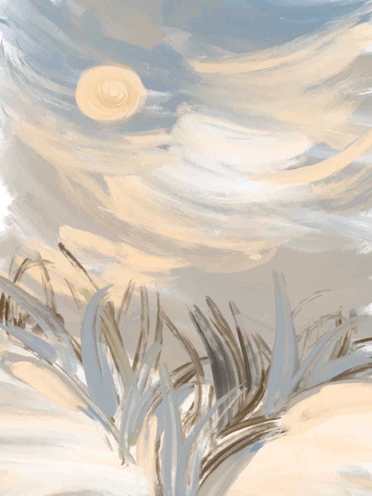 Moon In The Sky Pastel Abstract