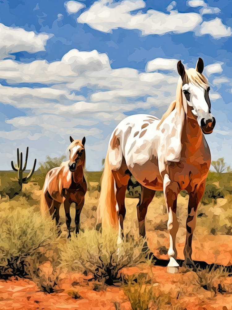 Horses Painting In Arizona Desert, Usa 2