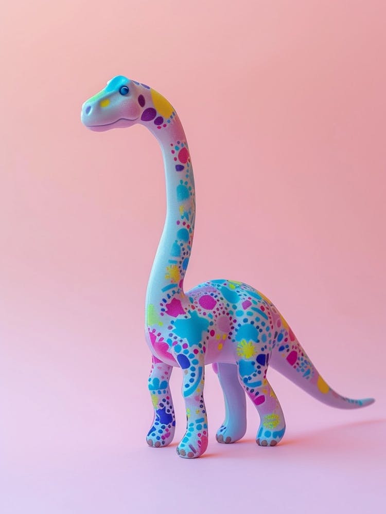 Dotted Brontiosaurus Toy Dinosaur Portrait